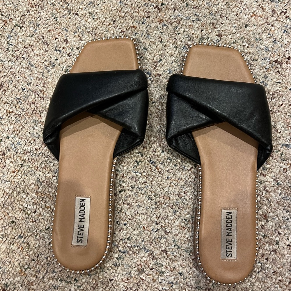 Steve Madden Black Slide Sandals